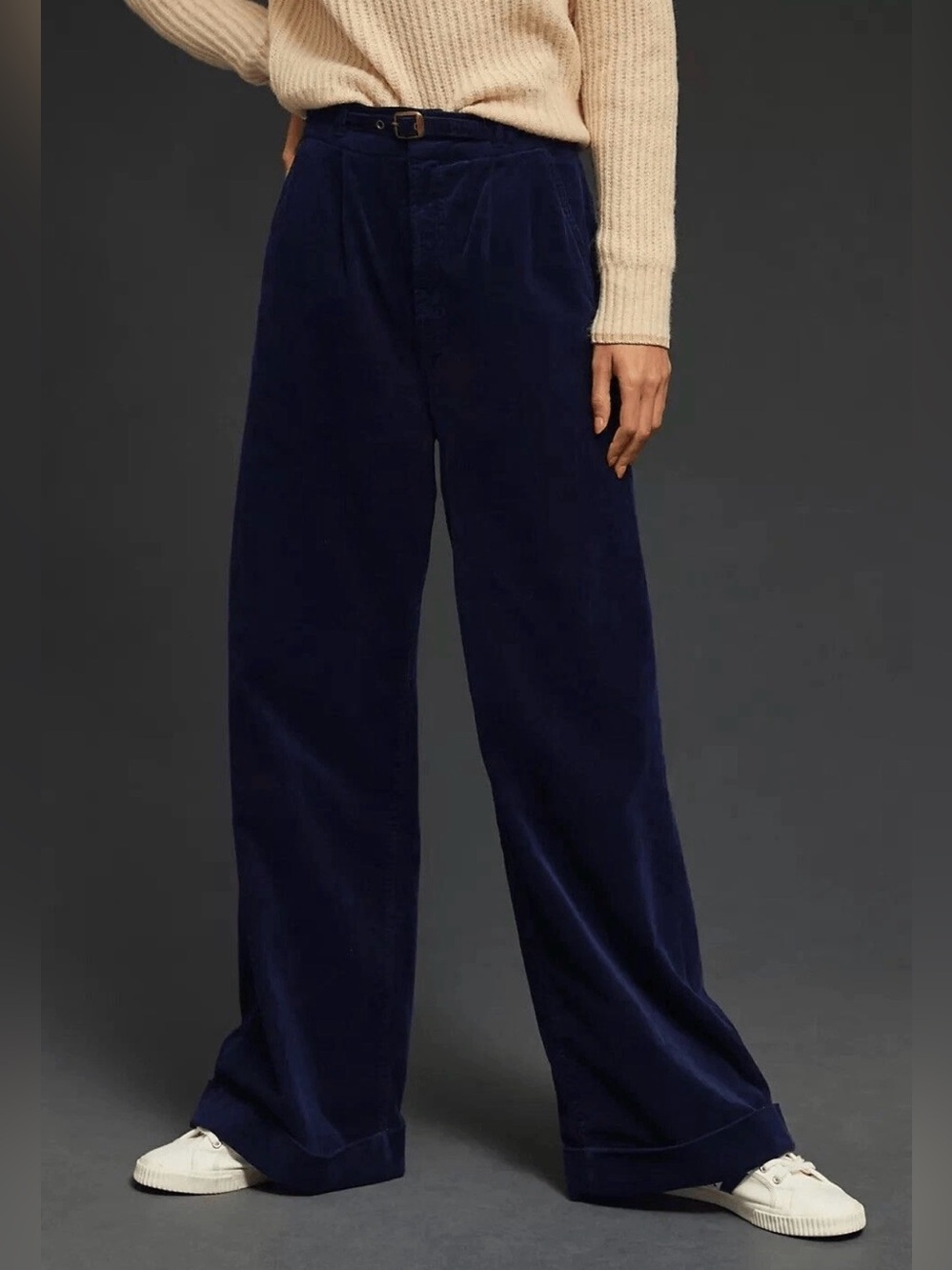 MOTHER Wide-Leg Corduroy Pants,Size 26,The Big-League Prep Cuff Heel,Hopscotch